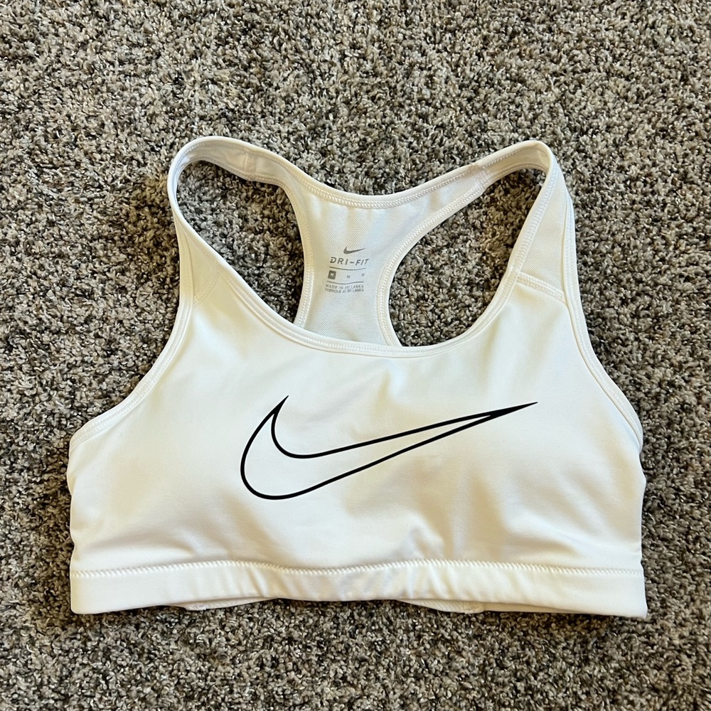 Nike White Medium Support Sports Bra